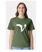 Alphabet V T-Shirt 9 inch calligraphy White ink, Hemp