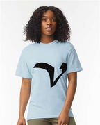Alphabet V T-Shirt 9 inch calligraphy Black ink, Hydrangea