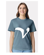 Alphabet V T-Shirt 9 inch calligraphy White ink, Ice Blue