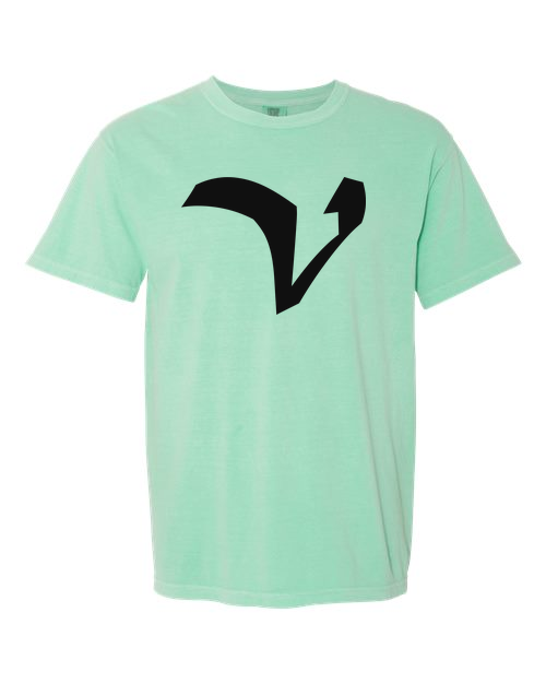 Alphabet V T-Shirt 9 inch calligraphy Black ink, Island Reef