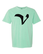 Alphabet V T-Shirt 9 inch calligraphy Black ink, Island Reef