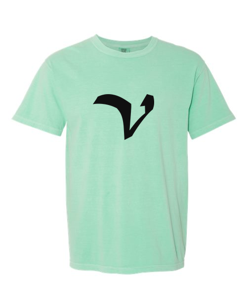 Alphabet V T-Shirt 9 inch calligraphy Black ink, Island Reef