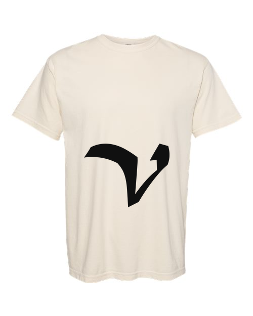 Alphabet V T-Shirt 9 inch calligraphy Black ink, Ivory