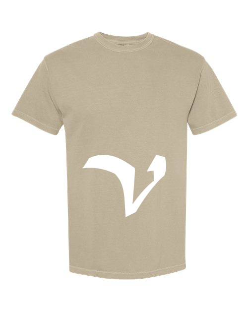 Alphabet V T-Shirt 9 inch calligraphy White ink, Khaki