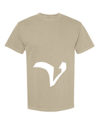 Alphabet V T-Shirt 9 inch calligraphy White ink, Khaki