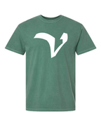 Alphabet V T-Shirt 9 inch calligraphy White ink, Light Green