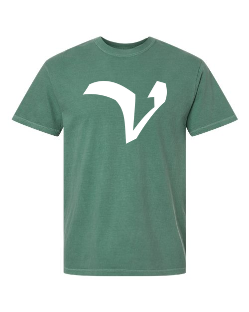Alphabet V T-Shirt 9 inch calligraphy White ink, Light Green