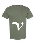 Alphabet V T-Shirt 9 inch calligraphy White ink, Moss