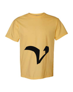Alphabet V T-Shirt 9 inch calligraphy Black ink, Mustard