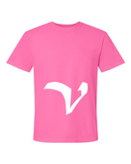 Alphabet V T-Shirt 9 inch calligraphy White ink, Neon Pink