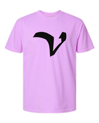 Alphabet V T-Shirt 9 inch calligraphy Black ink, Neon Violet
