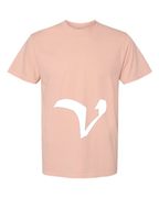 Alphabet V T-Shirt 9 inch calligraphy White ink, Peachy