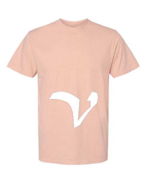 Alphabet V T-Shirt 9 inch calligraphy White ink, Peachy