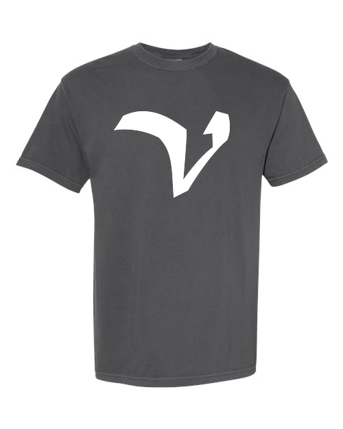 Alphabet V T-Shirt 9 inch calligraphy White ink, Pepper