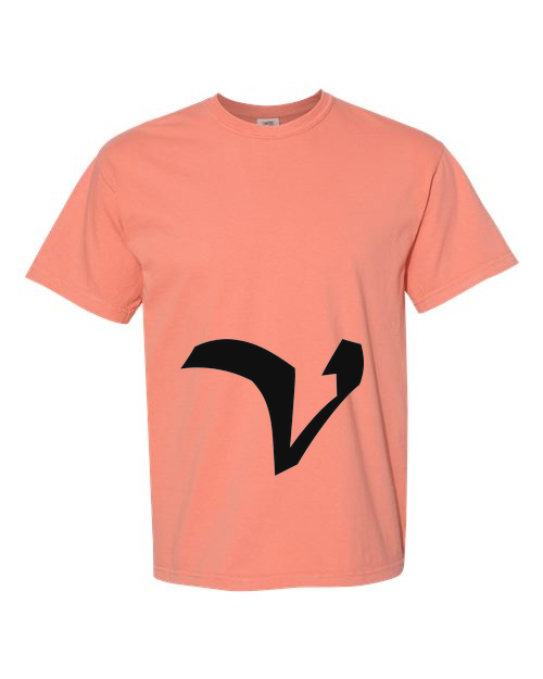 Alphabet V T-Shirt 9 inch calligraphy Black ink, Terracotta
