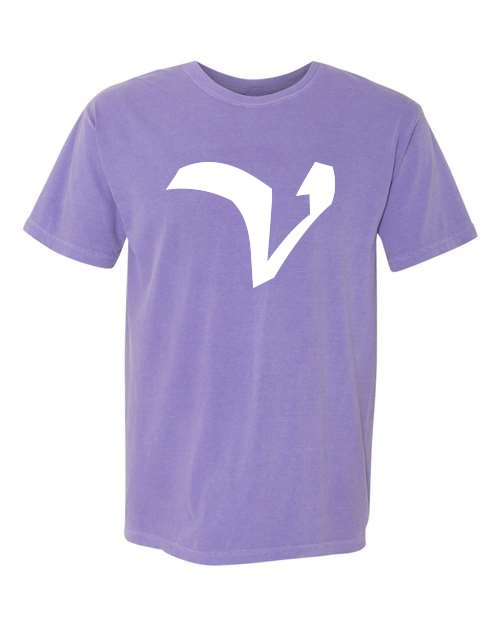 Alphabet V T-Shirt 9 inch calligraphy White ink, Violet