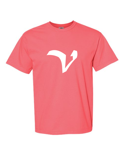 Alphabet V T-Shirt 9 inch calligraphy Black ink, Watermelon