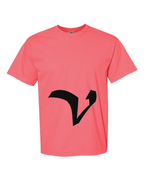 Alphabet V T-Shirt 9 inch calligraphy Black ink, Watermelon