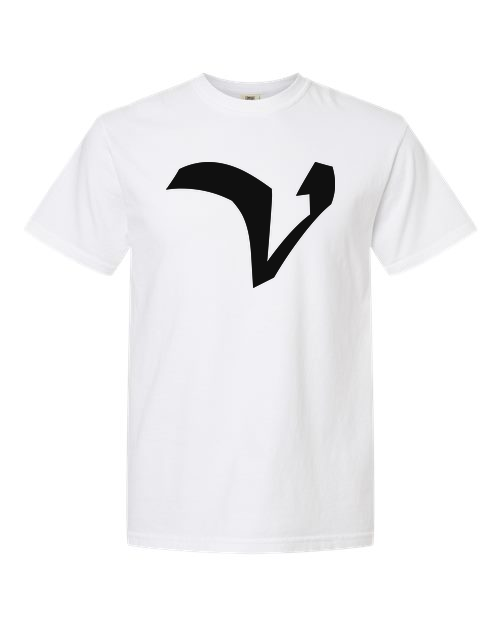 Alphabet V T-Shirt 9 inch calligraphy Black ink, White