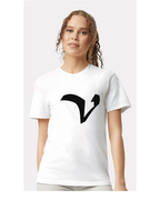 Alphabet V T-Shirt 9 inch calligraphy Black ink, White