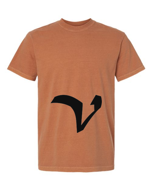 Alphabet V T-Shirt 9 inch calligraphy Black ink, Yam