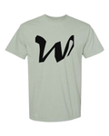 Alphabet W T-Shirt 9 inch calligraphy Black ink, Bay