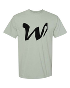 Alphabet W T-Shirt 9 inch calligraphy Black ink, Bay