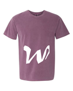 Alphabet W T-Shirt 9 inch calligraphy White ink, Berry
