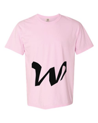 Alphabet W T-Shirt 9 inch calligraphy Black ink, Blossom