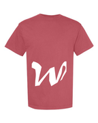 Alphabet W T-Shirt 9 inch calligraphy White ink, Crimson