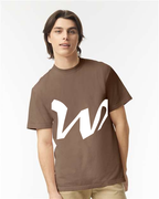 Alphabet W T-Shirt 9 inch calligraphy White ink, Espresso