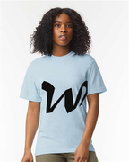 Alphabet W T-Shirt 9 inch calligraphy Black ink, Hydrangea