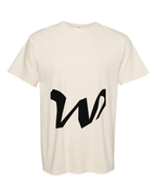Alphabet W T-Shirt 9 inch calligraphy Black ink, Ivory