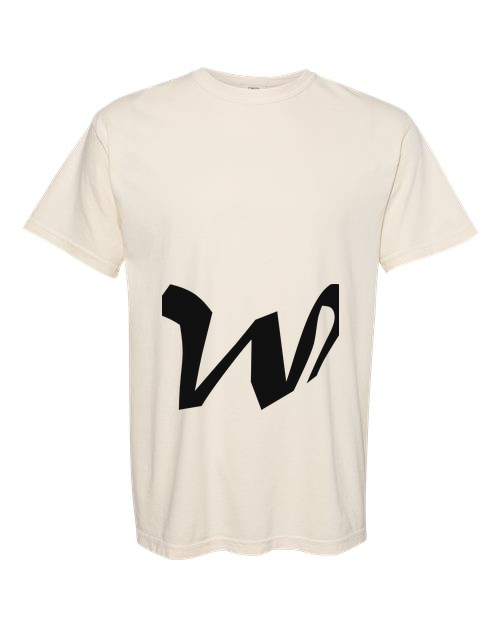 Alphabet W T-Shirt 9 inch calligraphy Black ink, Ivory