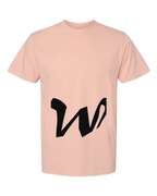 Alphabet W T-Shirt 9 inch calligraphy Black ink, Peachy