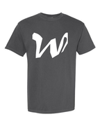 Alphabet W T-Shirt 9 inch calligraphy White ink, Pepper