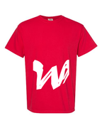 Alphabet W T-Shirt 9 inch calligraphy White ink, Red