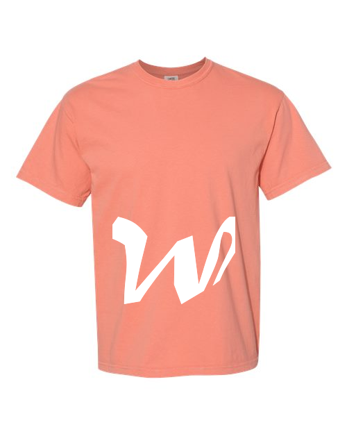 Alphabet W T-Shirt 9 inch calligraphy White ink, Terracotta