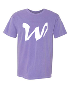 Alphabet W T-Shirt 9 inch calligraphy White ink, Violet