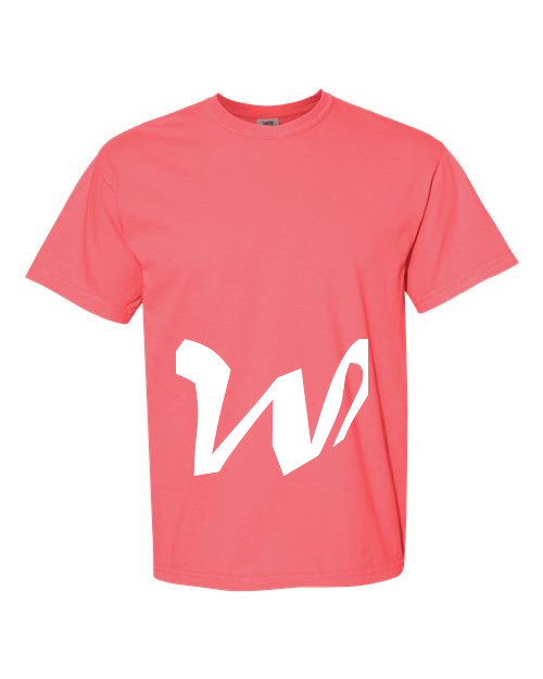 Alphabet W T-Shirt 9 inch calligraphy White ink, Watermelon