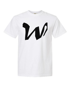 Alphabet W T-Shirt 9 inch calligraphy Black ink, White