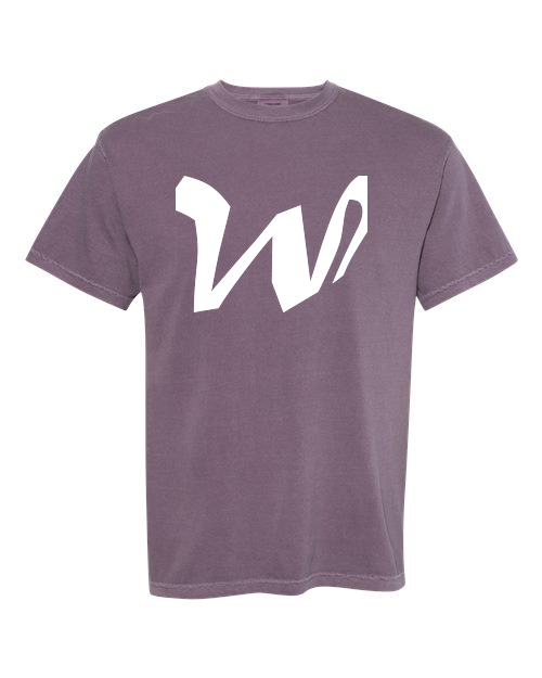 Alphabet W T-Shirt 9 inch calligraphy White ink, Wine