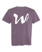 Alphabet W T-Shirt 9 inch calligraphy White ink, Wine