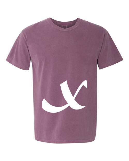 Alphabet X T-Shirt 9 inch calligraphy White ink, Berry