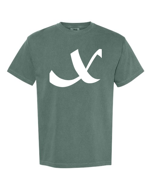 Alphabet X T-Shirt 9 inch calligraphy White ink, Blue Spruce