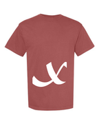 Alphabet X T-Shirt 9 inch calligraphy White ink, Brick