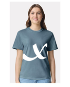 Alphabet X T-Shirt 9 inch calligraphy White ink, Ice Blue