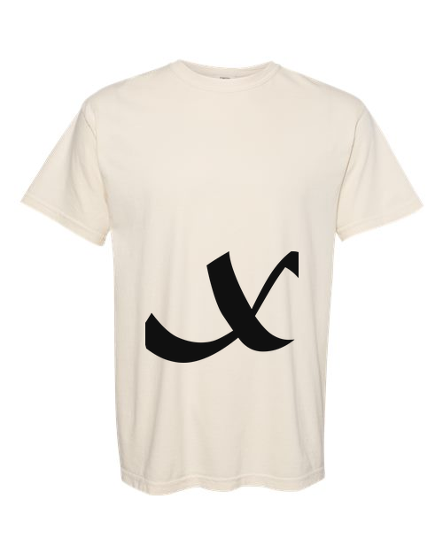Alphabet X T-Shirt 9 inch calligraphy Black ink, Ivory