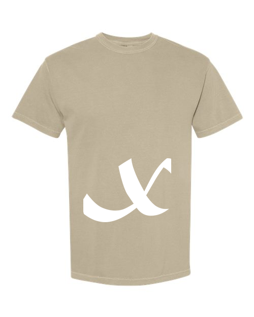 Alphabet X T-Shirt 9 inch calligraphy White ink, Khaki