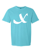 Alphabet X T-Shirt 9 inch calligraphy White ink, Lagoon